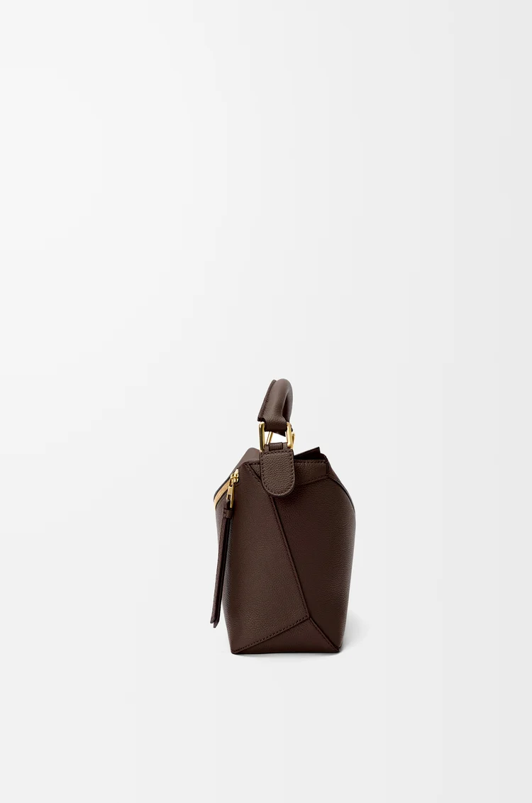 LOEWE Small Puzzle Edge bag in soft grained calfskin Dark Chestnut