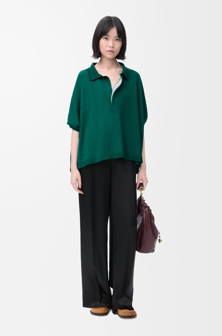 LOEWE Polo sweater in wool Green/White