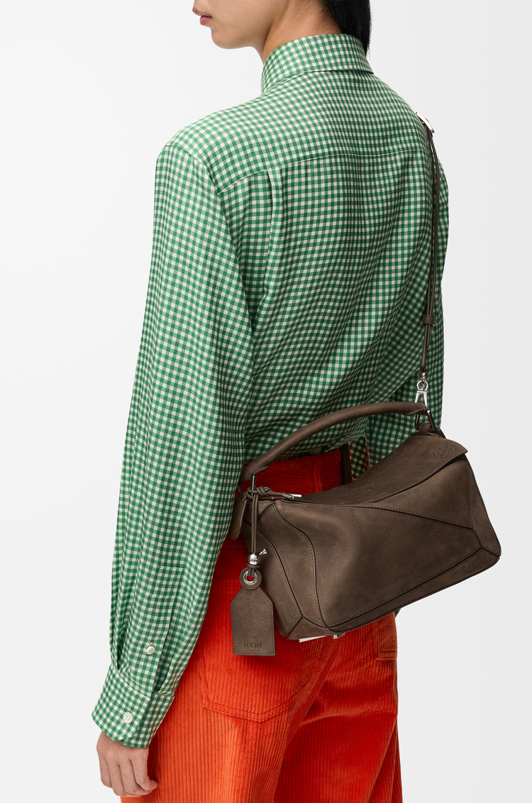 LOEWE Small Featherlight Puzzle bag in grained nubuck Tundra
