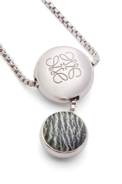 LOEWE Anagram Pebble necklace in sterling silver and zebra jasper Silver/Green plp_rd