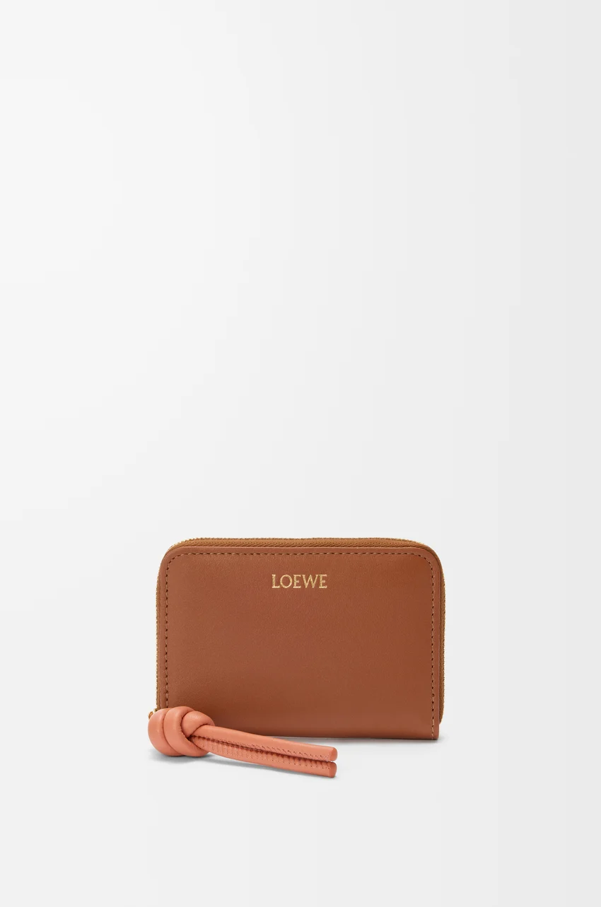 Zipped coin purse in shiny nappa calfskin