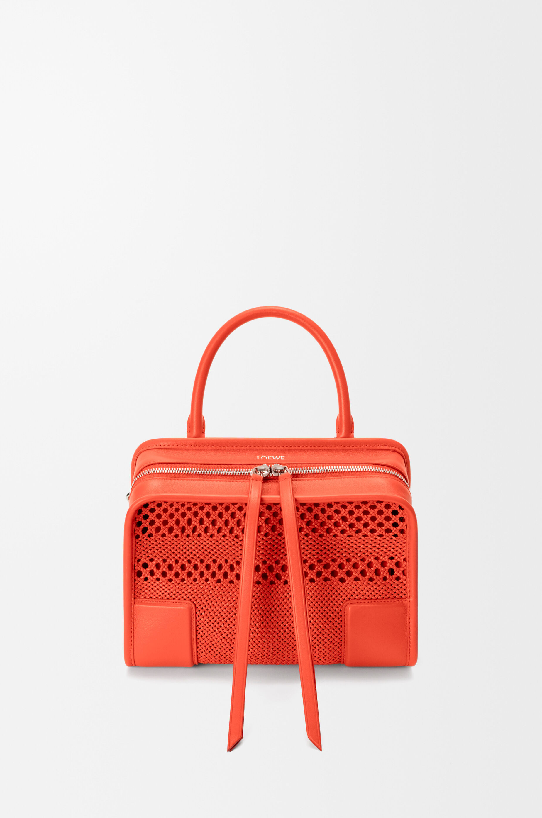 Small Amazona 180 bag in woven calfskin Orange - LOEWE USA