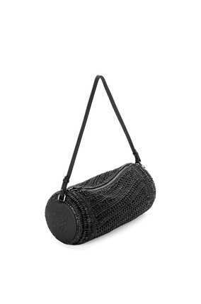 LOEWE Bracelet pouch in raffia and calfskin Black/Black