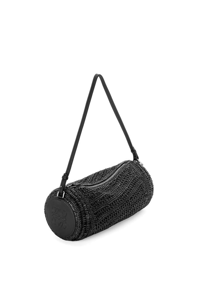 LOEWE Bracelet pouch in raffia and calfskin Black/Black pdp_rd