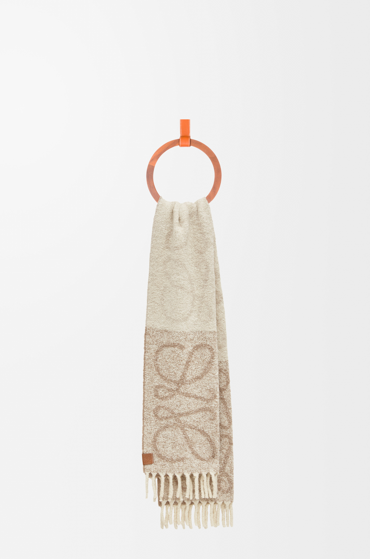 LOEWE Anagram scarf in alpaca and wool Beige/White