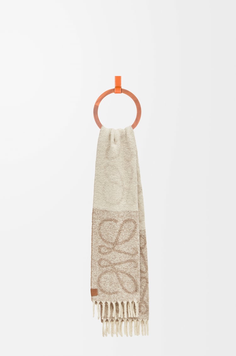 LOEWE Anagram scarf in alpaca and wool Beige/White