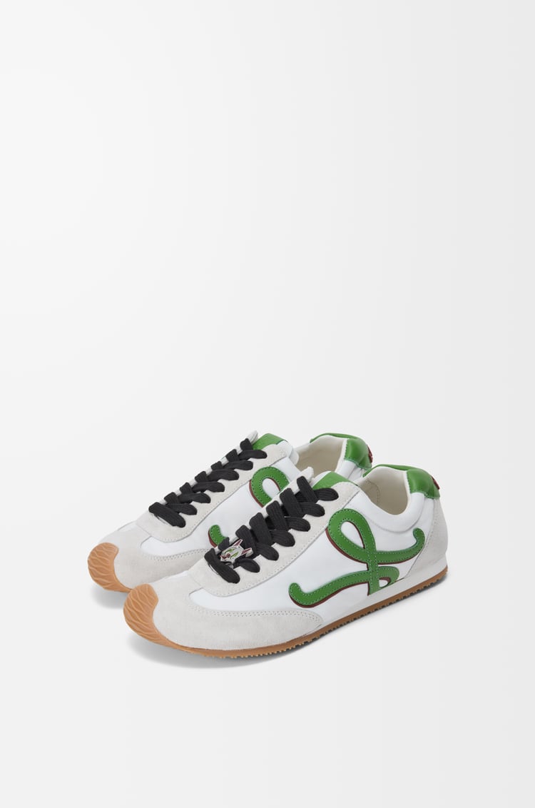 LOEWE 尼龙和牛皮革 Ballet Runner 2.0 男士运动鞋 白色/草绿色/深橙色