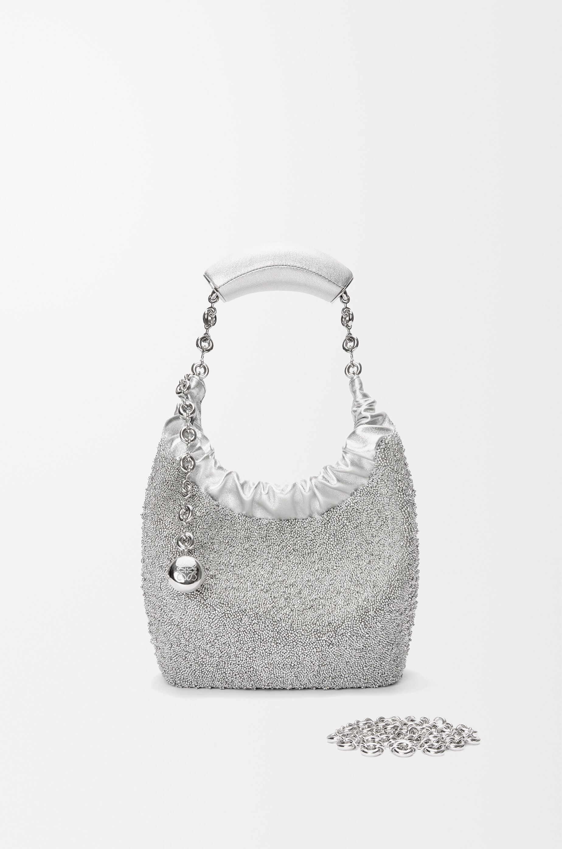 Mini Squeeze bag in beaded leather Silver - LOEWE Mini Squeeze bag in beaded leather Silver - LOEWE
