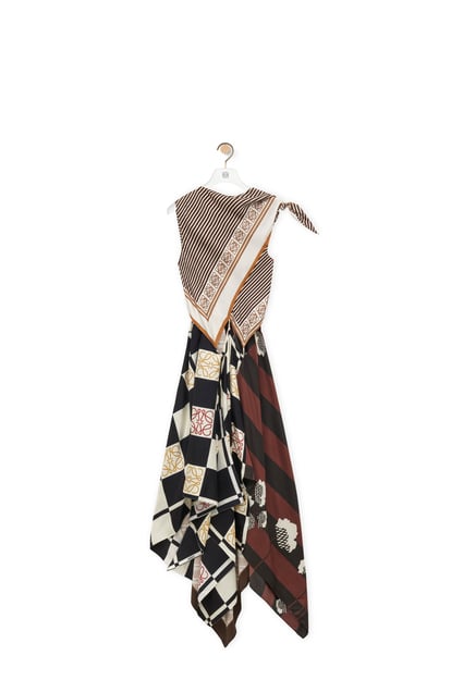 LOEWE Scarf dress in silk Light Beige/Multicolor