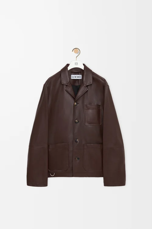 LOEWE Workwear jacket in nappa lambskin Dark Chocolate