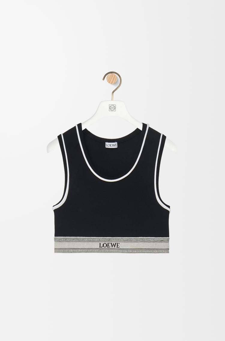 LOEWE Cropped tank top in viscose Black