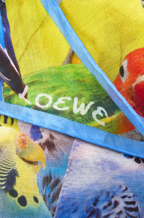 LOEWE Parrots diamond scarf in cotton and silk Multicolor plp_rd