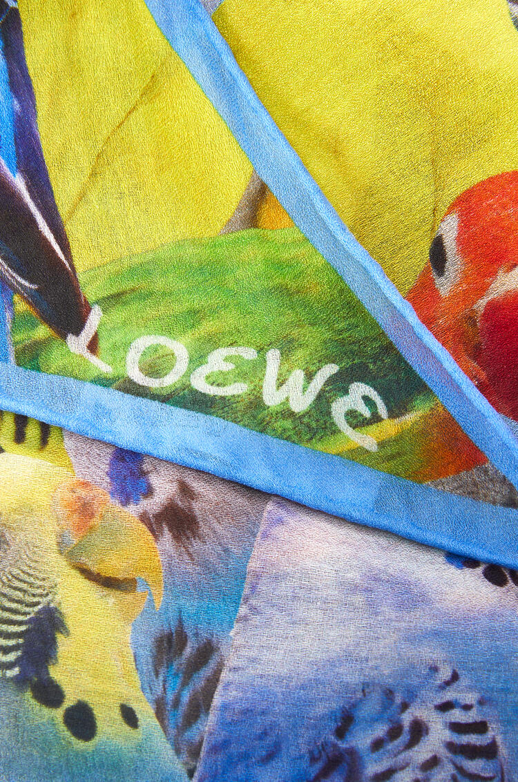 LOEWE Parrots diamond scarf in cotton and silk Multicolor
