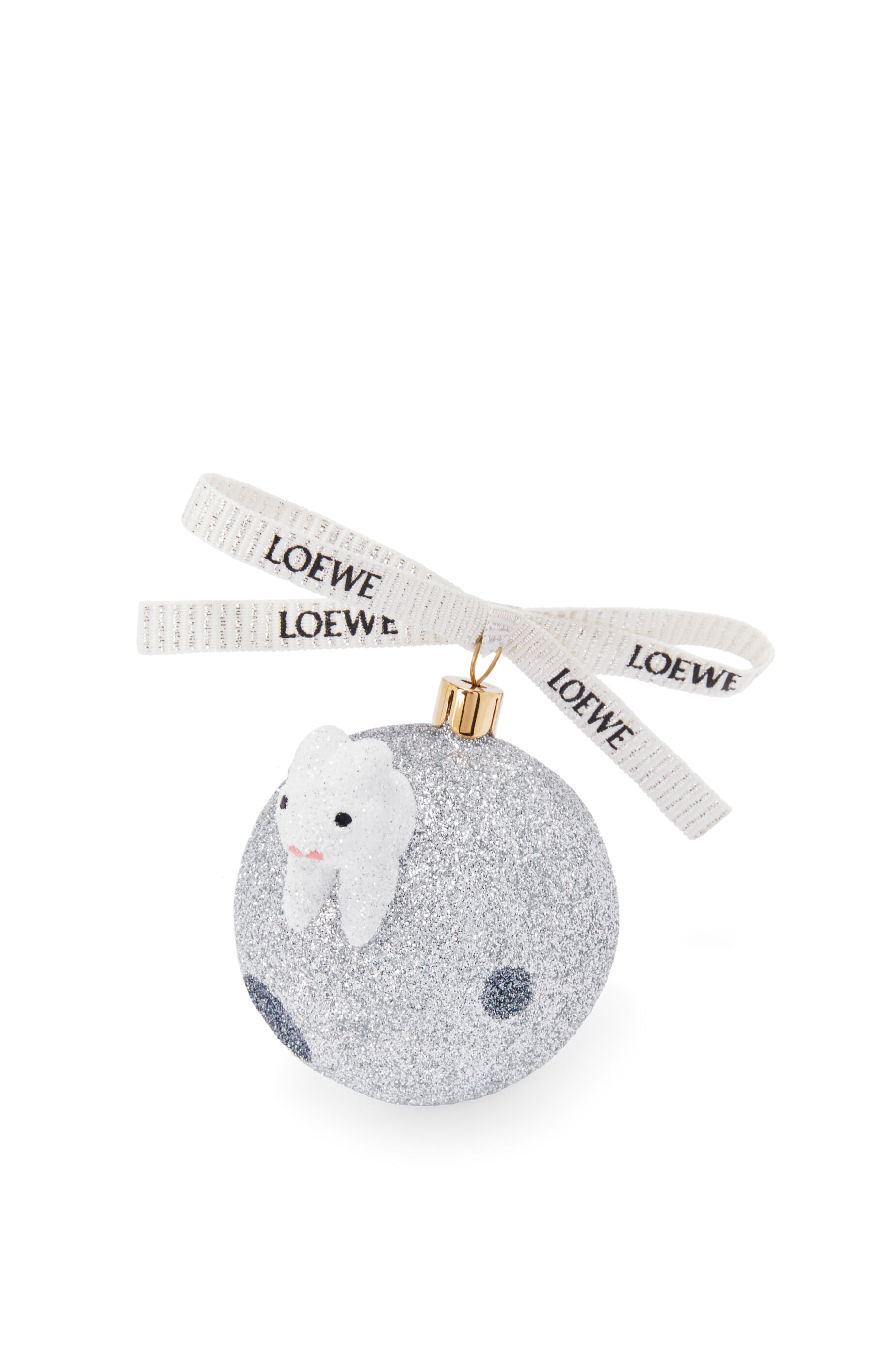 Bunny on the Moon bauble in blown glass Silver LOEWE