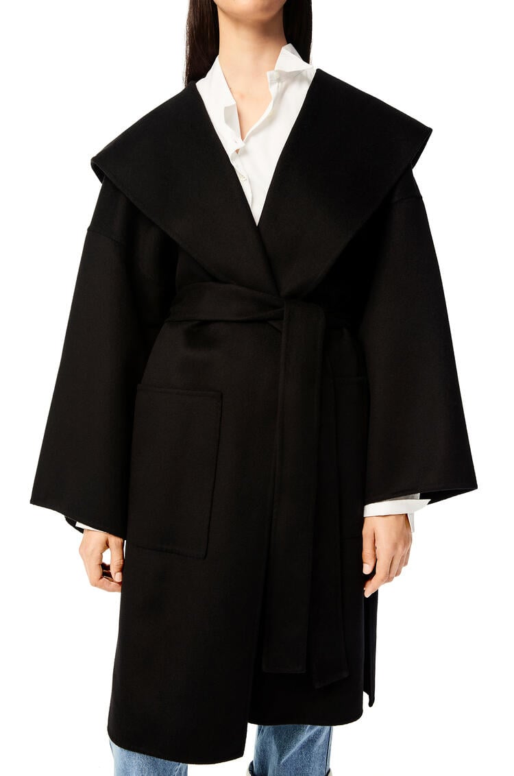 LOEWE Abrigo en lana y cashmere con capucha Negro