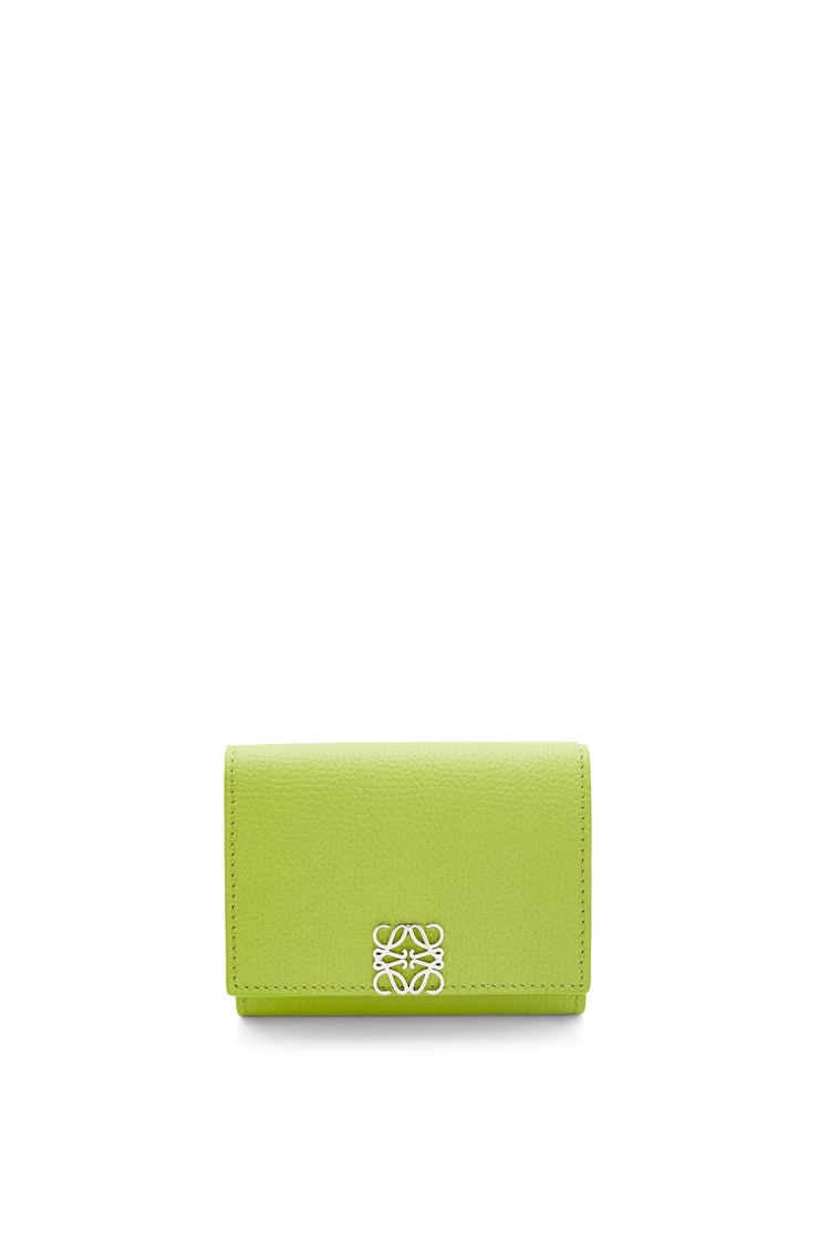 LOEWE Anagram trifold wallet in pebble grained calfskin Green Leaf