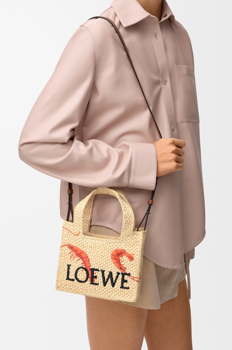 LOEWE Bolso LOEWE Font tote mini en rafia Natural/Naranja