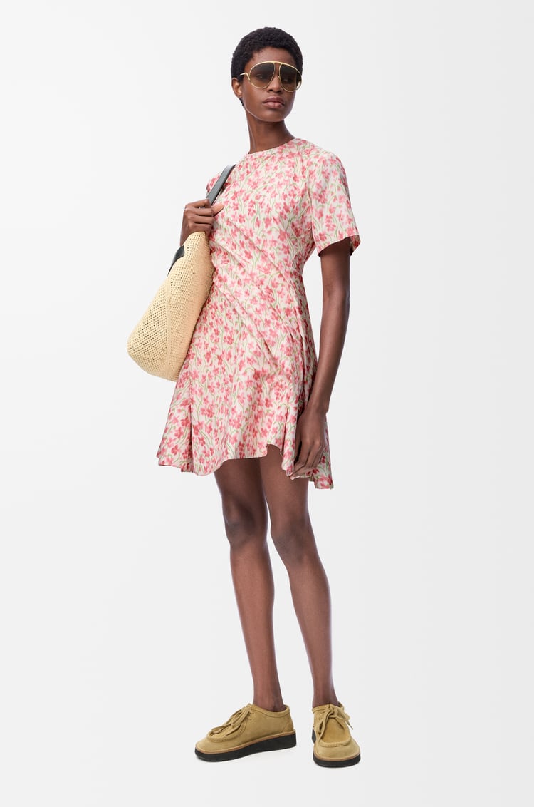 LOEWE ツイステッド ドレス（シルクブレンドタフタ） ホワイト/ピンク