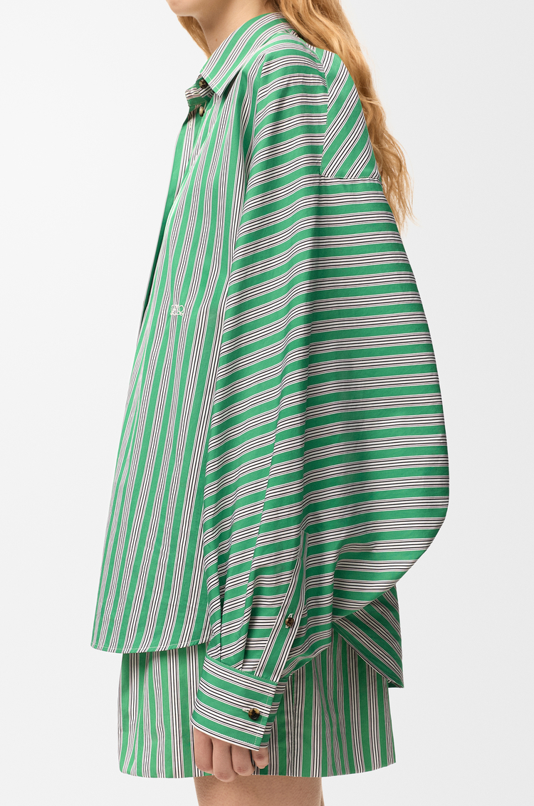 LOEWE Camisa en algodón Verde/Blanco