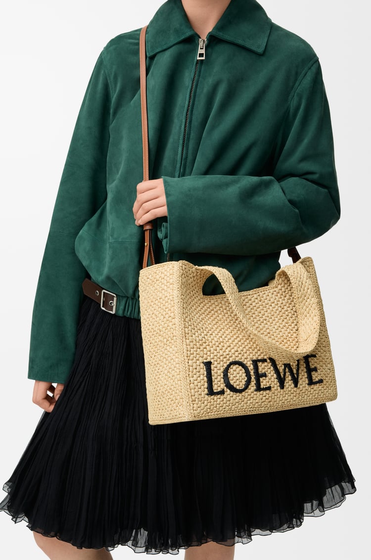 LOEWE Medium LOEWE Font tote in raffia Natural