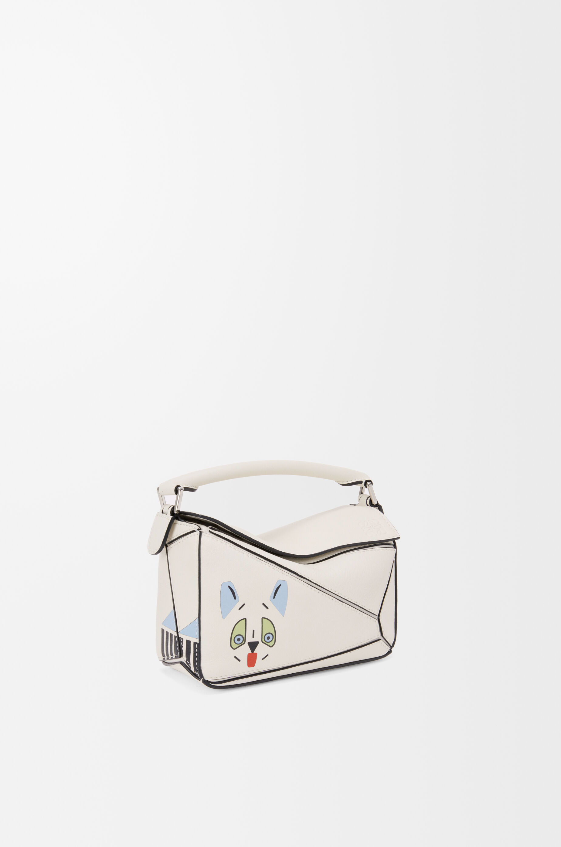 Futurist Cat mini Puzzle bag in classic calfskin White - LOEWE