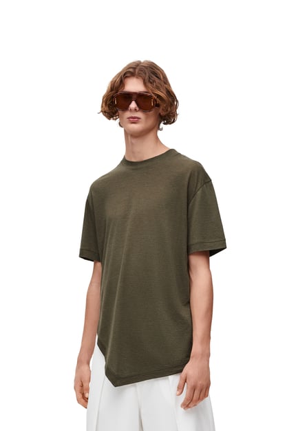 LOEWE Asymmetric T-shirt in cotton blend Loden Green plp_rd