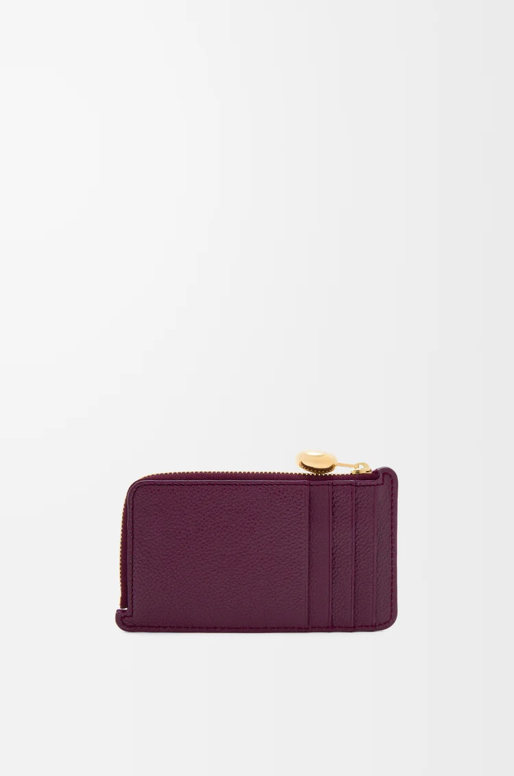 LOEWE Pebble coin cardholder in pebble grained calfskin Plum