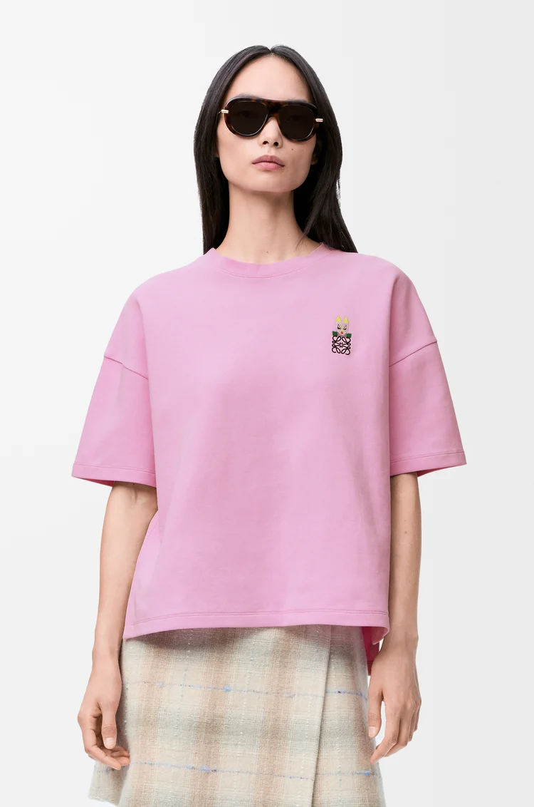 LOEWE Camiseta de corte regular en mezcla de algodón Rosa