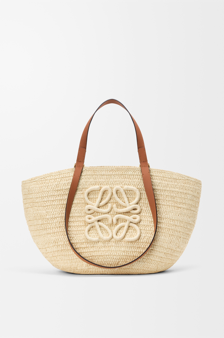 LOEWE Medium Eclipse basket in raffia and calfskin Natural/Tan
