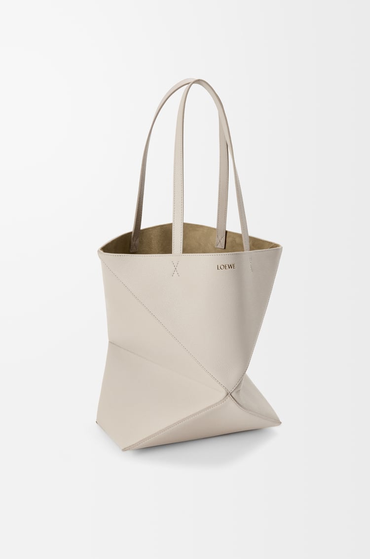 LOEWE Medium Puzzle Fold tote in soft grained calfskin Light Ghost