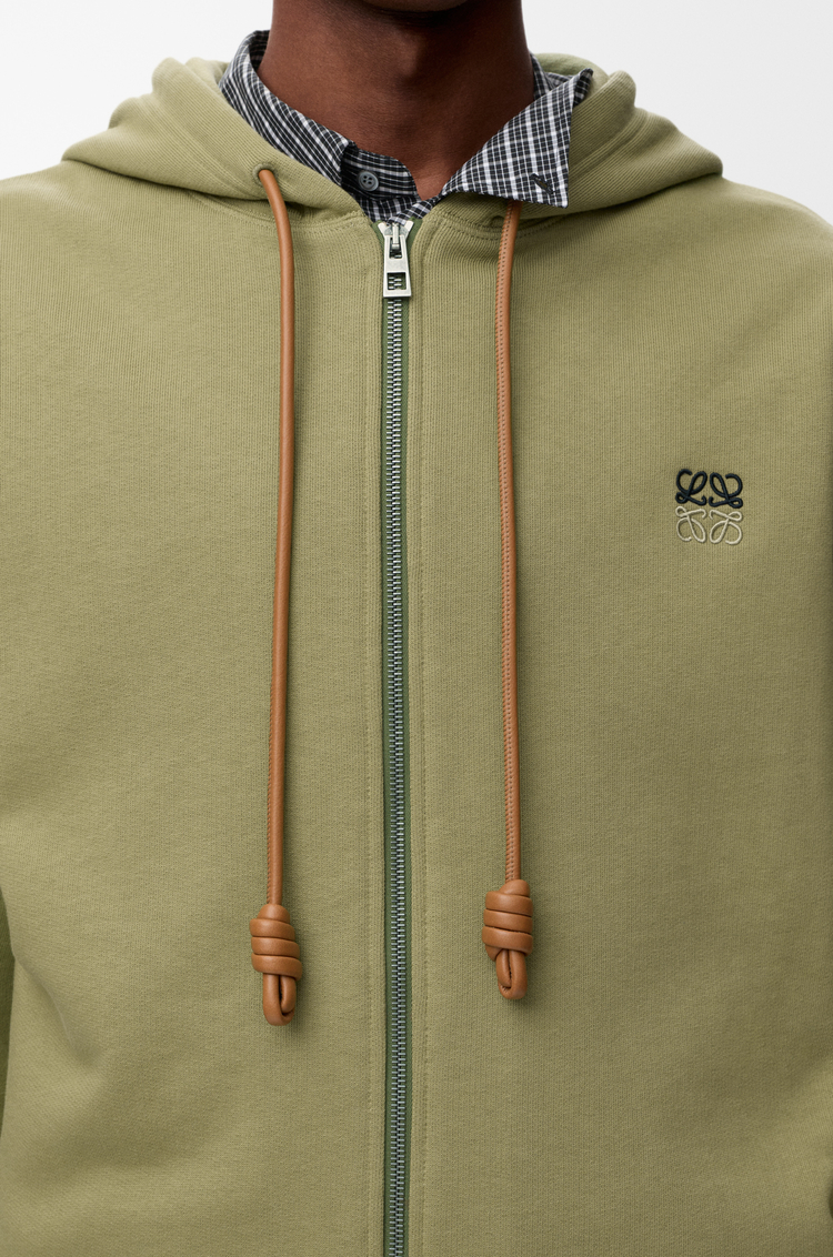 LOEWE Zip-up hoodie in cotton Khaki Green