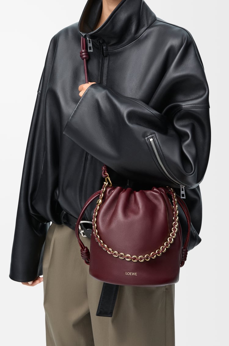 LOEWE Flamenco purse bucket in mellow nappa lambskin Dark Burgundy