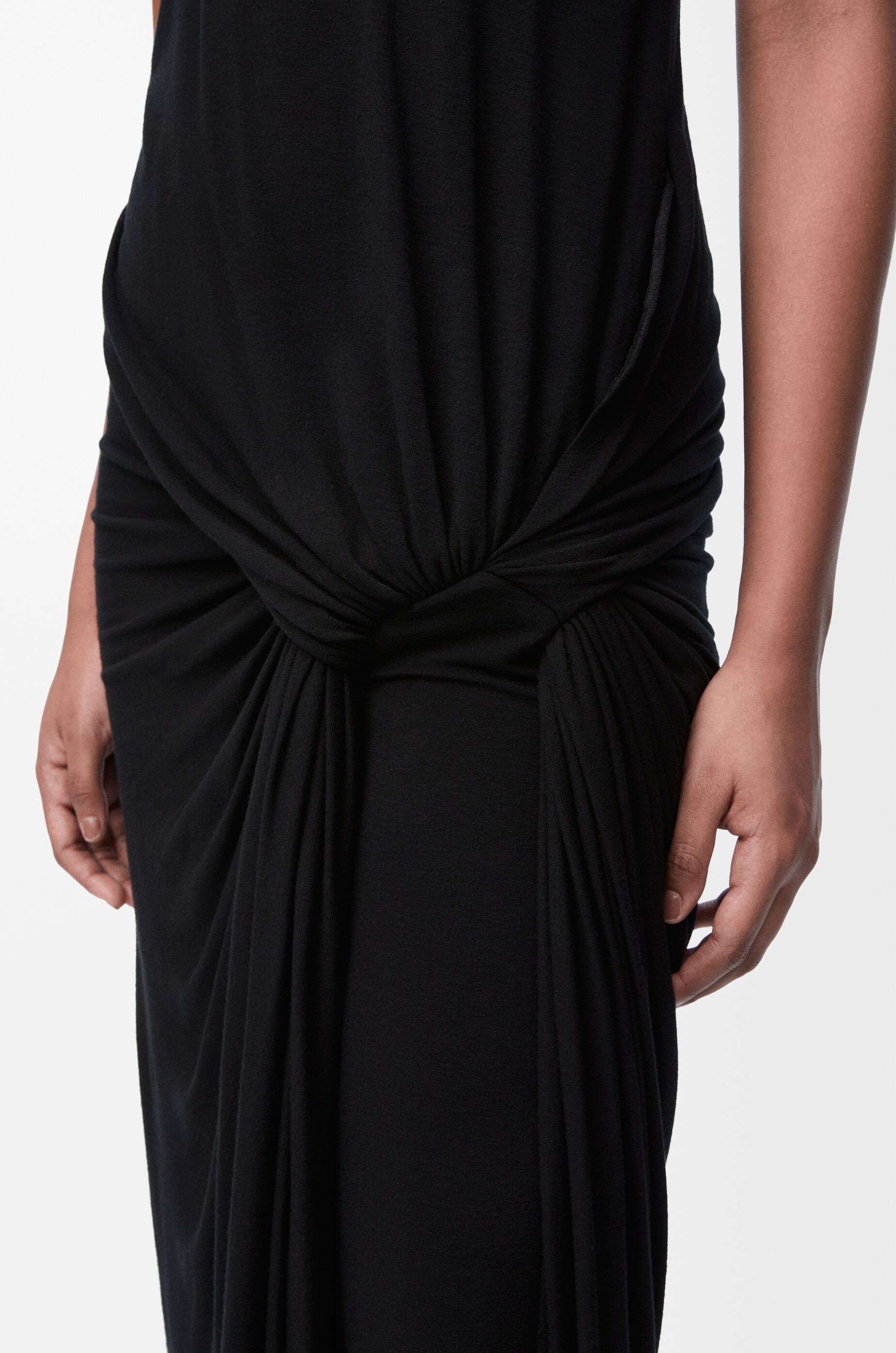Draped dress in viscose and cashmere blend Black - LOEWE