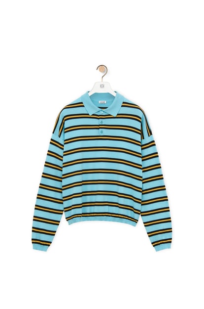 LOEWE Polo sweater in cotton 黑色/藍色/黃色 plp_rd