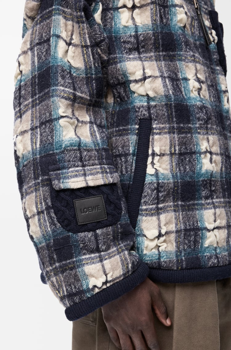 LOEWE Hooded jacket in wool and linen Navy/White