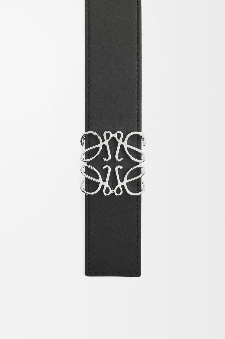 LOEWE Reversible Anagram belt in smooth calfskin Black/Tan/Palladium