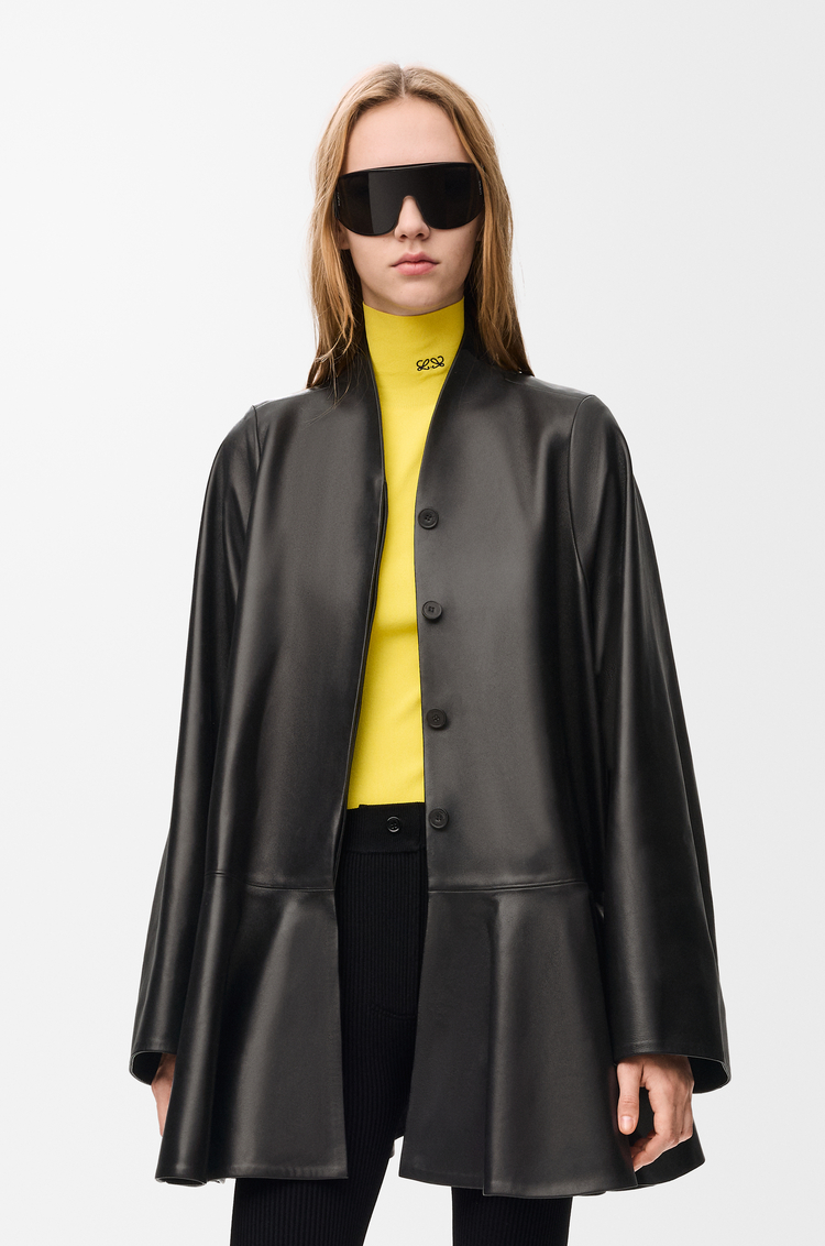 LOEWE Abrigo corto en piel napa de cordero Negro