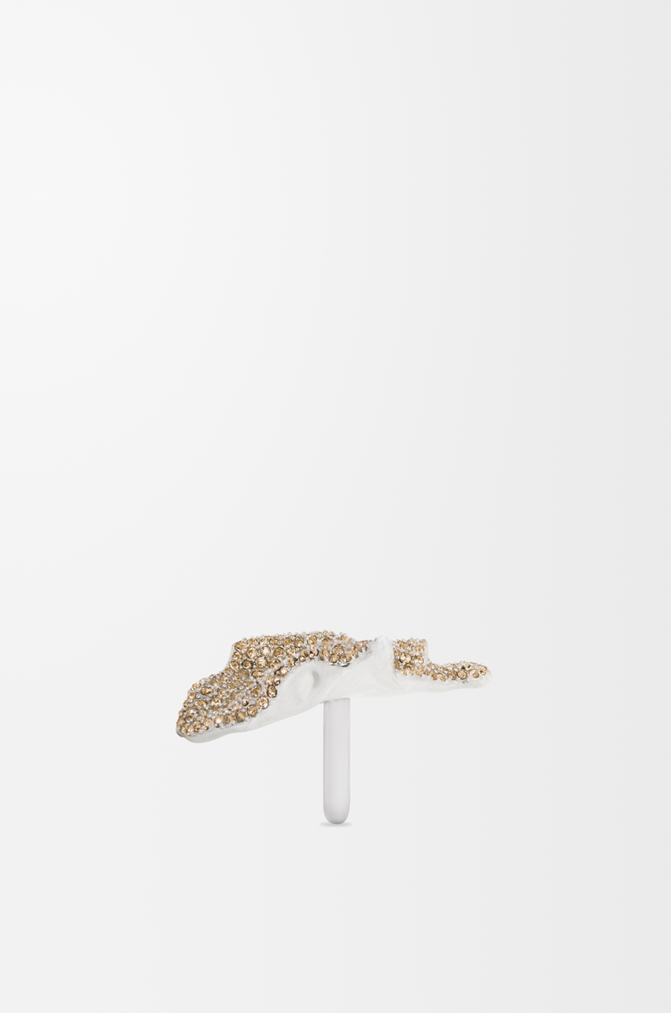 LOEWE 純銀和水晶 Glitter Fragment 寬版戒指  銀色/金黃色