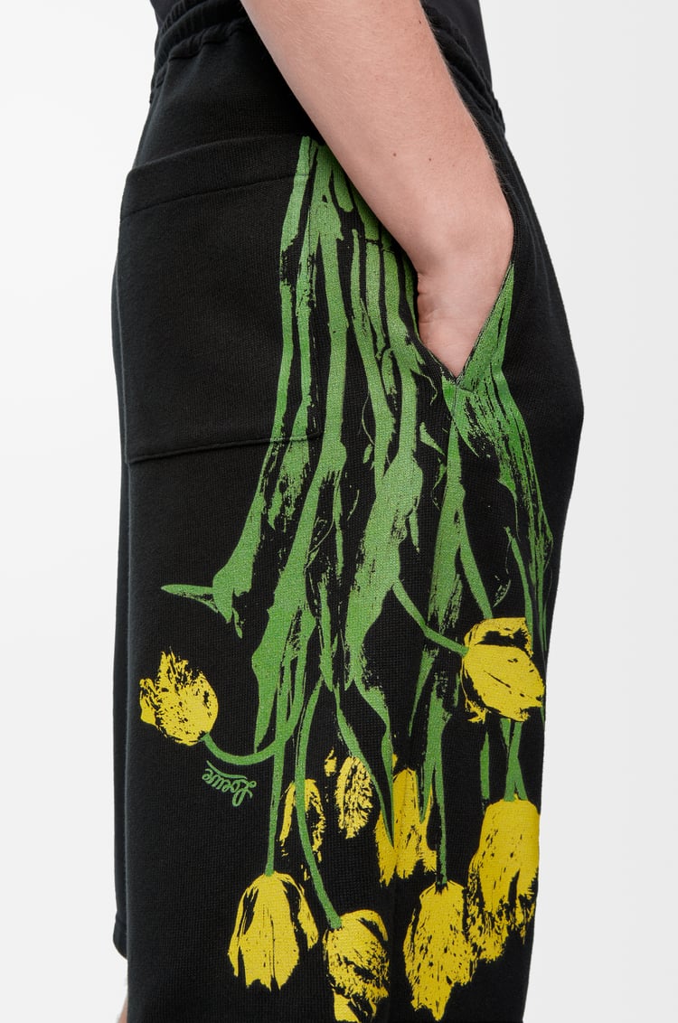 LOEWE Pantalón corto en algodón Negro/Multicolor