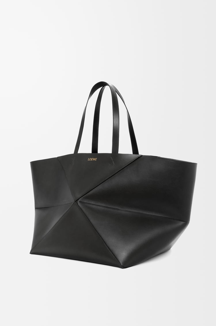 LOEWE XXL Puzzle Fold tote in shiny calfskin Black