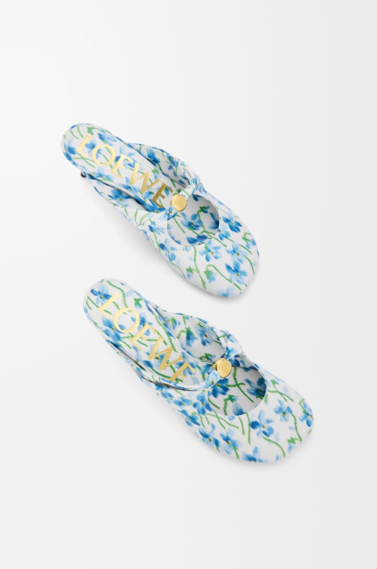 LOEWE Pebble Soft mule in printed nappa lambskin Soft White/Blue