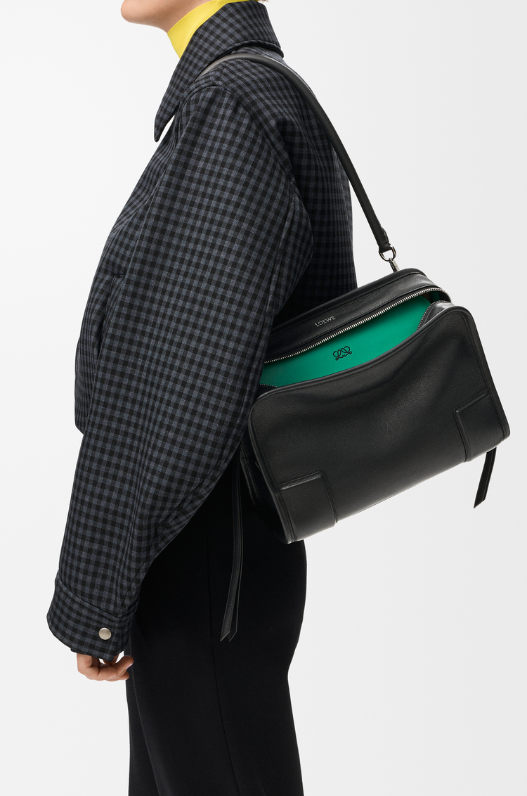 LOEWE Medium Amazona 180 Lazy Crab bag in buffalino leather Black/Green