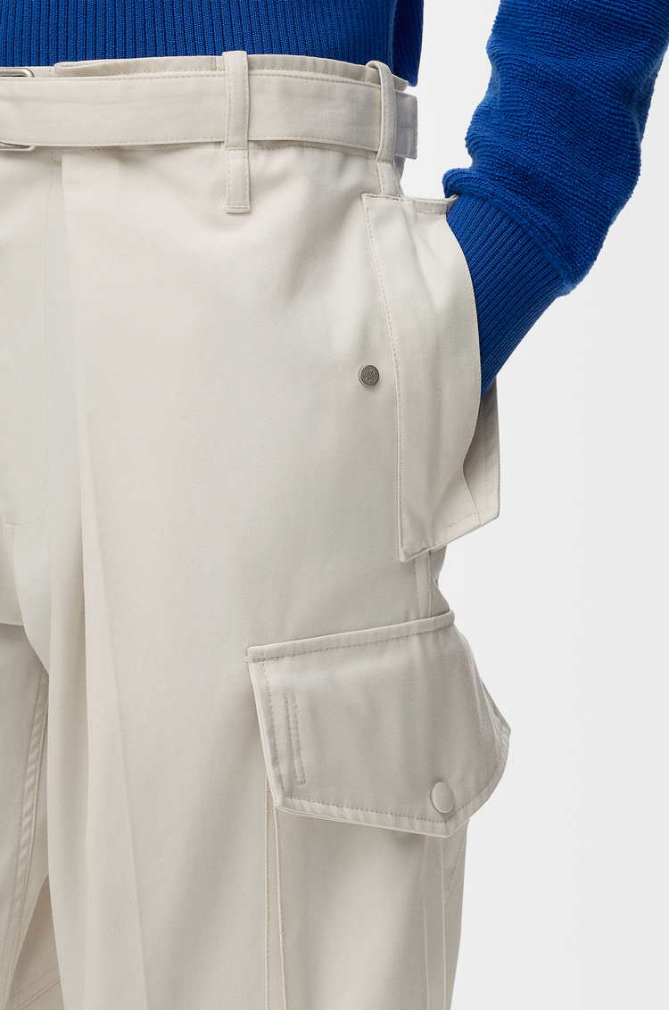 LOEWE Cargo trousers in cotton and silk Ivory