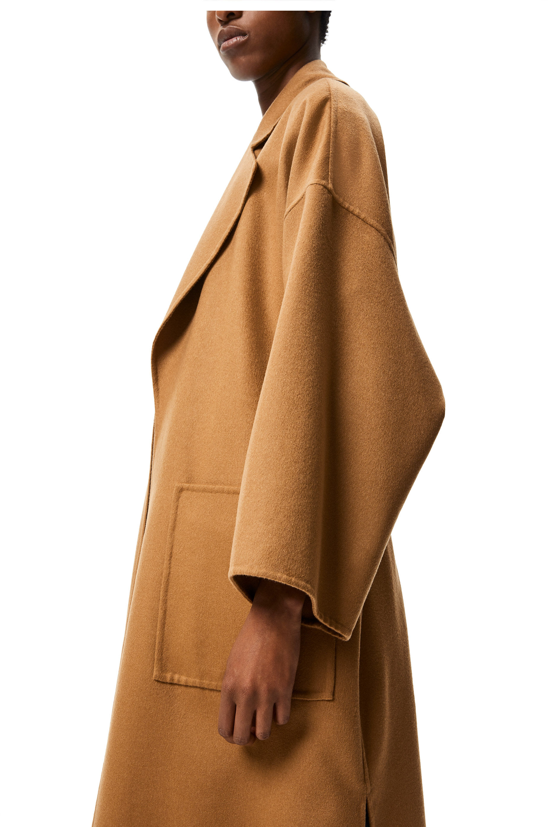 Oversize belted coat in wool and cashmere