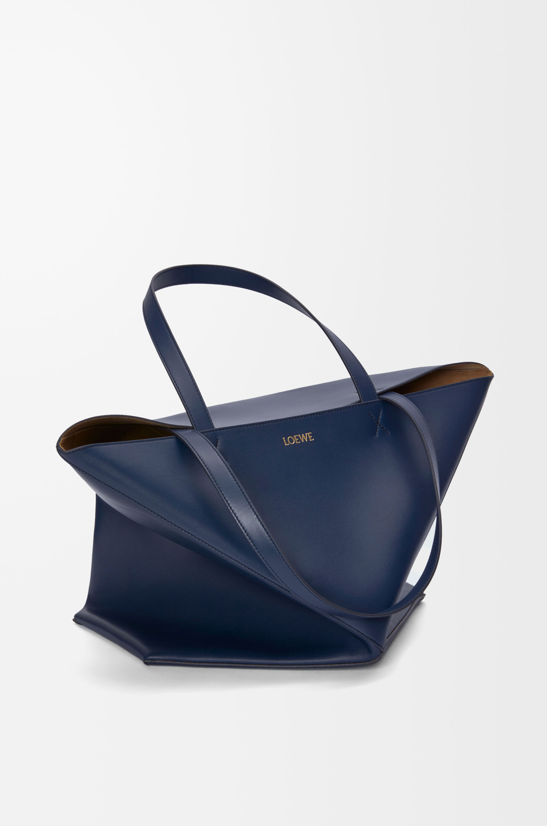 XL Puzzle Fold tote in shiny calfskin Blue - LOEWE