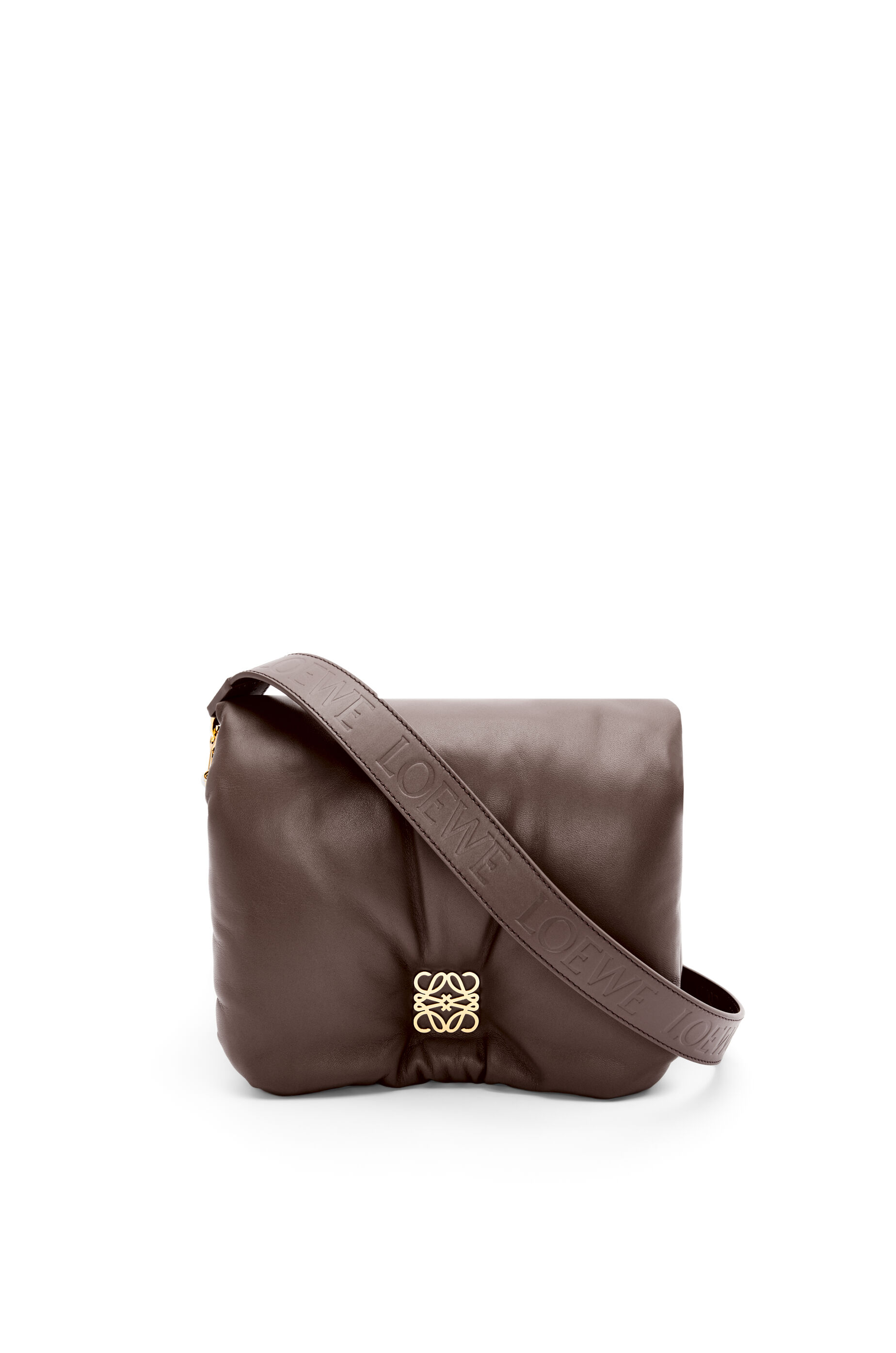 Borsa Puffer Goya in nappa di agnello lucida COLOR CIOCCOLATO