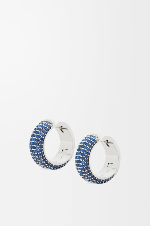 LOEWE Pendientes de aro con pavé en plata de ley y cristales Plateado/Azul