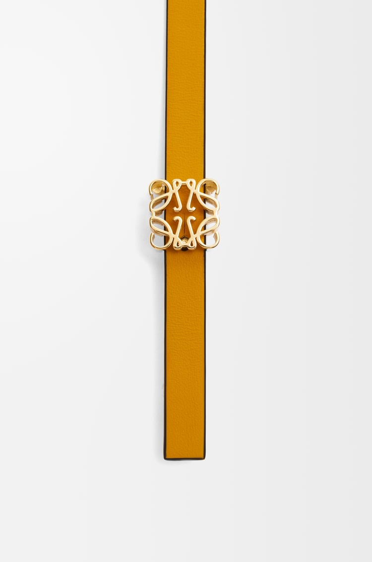 LOEWE 光滑小牛皮雙面 Anagram 方塊皮帶 Soft White/Sunflower /Gold
