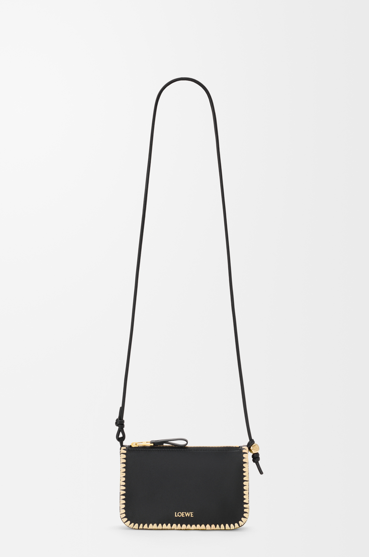 LOEWE 经典牛皮革和拉菲草 Rio 手拿包 黑色