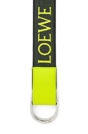 LOEWE D Ring belt in Anagram jacquard and calfskin Neon Yellow/Deep Navy/Palladiu plp_rd